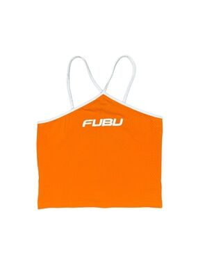 Spice Girls Sporty Spice Y2K Vintage Orange And White Fubu Crop Top
